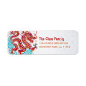 Papercut Dragon Chinese Maan Nieuwjaar 2024 Rood Etiket (Voorkant)