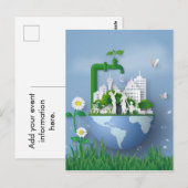 Papercut Earth Day Conservation Faucet & City Briefkaart (Voorkant / Achterkant)