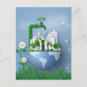 Papercut Earth Day Conservation Faucet & City Briefkaart (Voorkant)