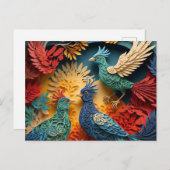 Papercut Fantasy Birds Briefkaart (Voorkant / Achterkant)
