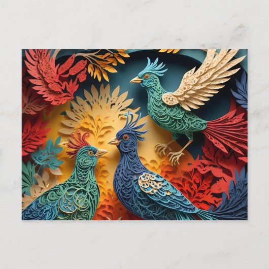 Papercut Fantasy Birds Briefkaart (Voorkant)
