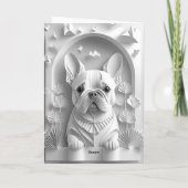 Papercut Franse Bulldog illustratie Feestdagen Kaart (Achterkant)