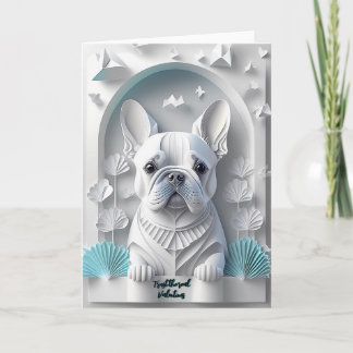 Papercut Franse Bulldog Illustratie Feestdagen Kaart