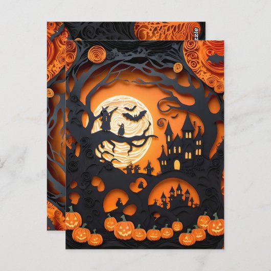 Papercut Halloween Scene Briefkaart (Voorkant / Achterkant)