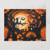 Papercut Halloween Scene Briefkaart (Achterkant)