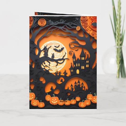 Papercut Halloween Scene Folie Wenskaart (Achterkant)