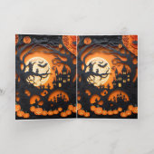 Papercut Halloween Scene Folie Wenskaart (Binnenlaag)