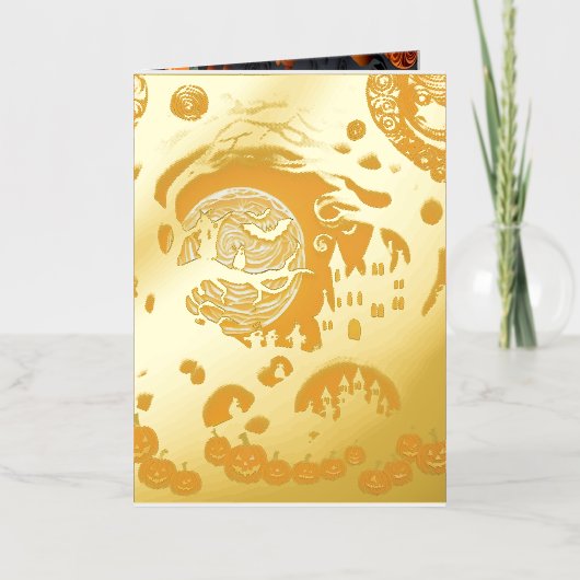 Papercut Halloween Scene Folie Wenskaart (Voorkant)