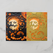 Papercut Halloween Scene Folie Wenskaart (Buiten Laag)