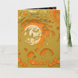 Papercut Halloween Scene Folie Wenskaart