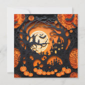 Papercut Halloween Scene Kaart (Voorkant)