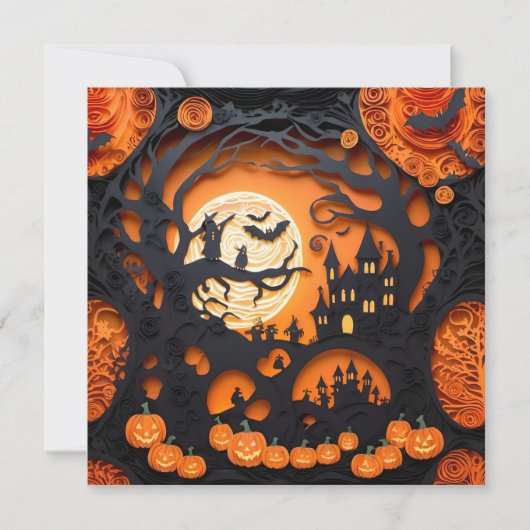 Papercut Halloween Scene Kaart (Voorkant)