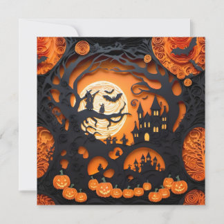 Papercut Halloween Scene Kaart