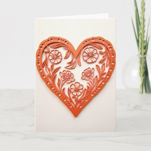 Papercut Hart Bloem Kaart (Voorkant)