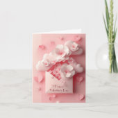 Papercut Hart en Bloemen Valentijns Groet Feestdagen Kaart (Voorkant)