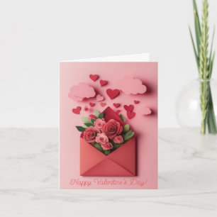 Papercut Hart en Bloemen Valentijns Groet Feestdagen Kaart