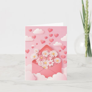 Papercut Hart en Bloemen Valentijns Groet Feestdagen Kaart