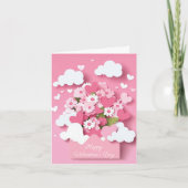 Papercut Hart en Bloemen Valentijns Groet Feestdagen Kaart (Voorkant)