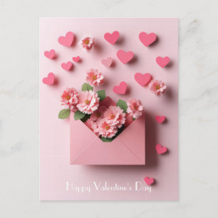 Papercut Hart en Bloemen Valentijnse Groet Briefkaart