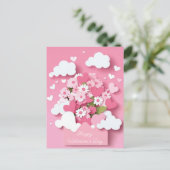 Papercut Hart en Bloemen Valentijnse Groet Briefkaart (Staand voorkant)