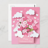 Papercut Hart en Bloemen Valentijnse Groet Briefkaart (Voorkant / Achterkant)