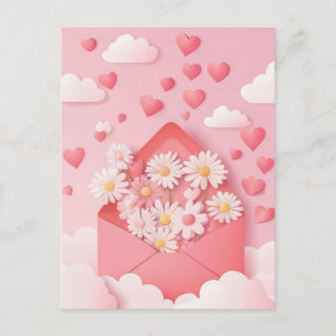 Papercut Hart en Bloemen Valentijnse Groet Briefkaart