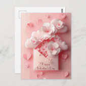 Papercut Hart en Bloemen Valentijnse Groet Briefkaart (Voorkant / Achterkant)