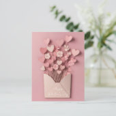 Papercut Hart en Bloemen Valentijnse Groet Briefkaart (Staand voorkant)