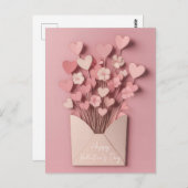 Papercut Hart en Bloemen Valentijnse Groet Briefkaart (Voorkant / Achterkant)