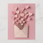 Papercut Hart en Bloemen Valentijnse Groet Briefkaart (Voorkant)