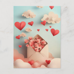 Papercut Hart en Wolken Valentijns's Groet Briefkaart