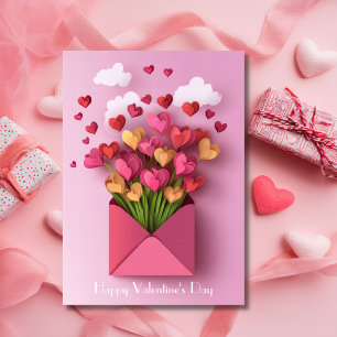Papercut Hart en Wolken Valentijns's Groet Feestdagen Kaart