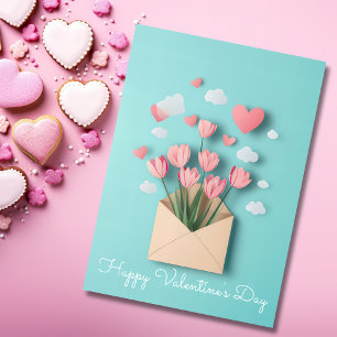 Papercut Harten en Bloemen Valentijns Groet Feestdagen Kaart