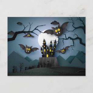 Papercut Haunted Castle and Bats Briefkaart