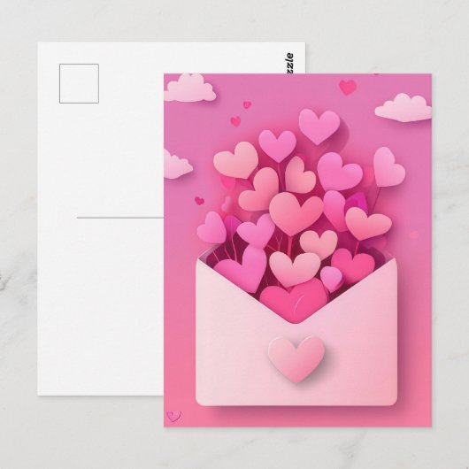 Papercut Hearts Valentijns's Groet Briefkaart (Voorkant / Achterkant)