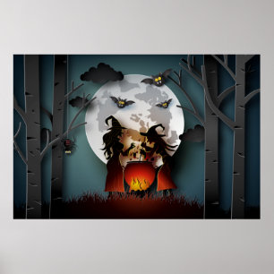 Papercut Heksen in het Bos Poster