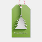 Papercut kerstboom op heldergroen cadeaulabel (Voorkant)