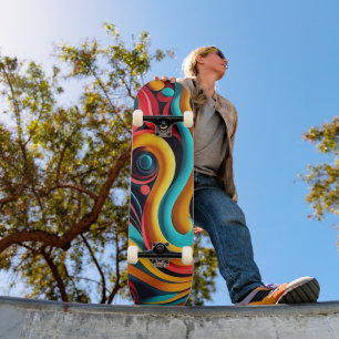 Papercut Kleurrijke Golven Kunstwerk Persoonlijk Skateboard