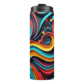 Papercut Kleurrijke Golven Kunstwerk Thermosbeker (Voorkant)