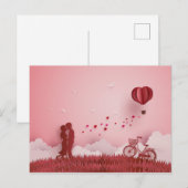 Papercut Koppel Rode Fiets Heteluchtballon Briefkaart (Voorkant / Achterkant)