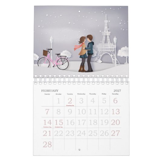 Papercut liefde & Romance koppels Kalender (Feb 2027)