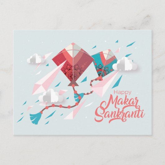 Papercut Makar Sankranti vliegers Uitnodiging Briefkaart (Voorkant)