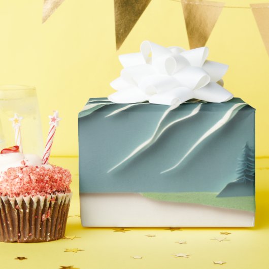 Papercut Mountain ontwerp Cadeaupapier (Verjaardagsfeest)