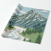 Papercut Mountain ontwerp Cadeaupapier (Uitgerold)