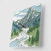 Papercut Mountain ontwerp Vierkante Klok (Hoek)