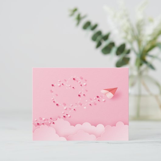 Papercut papieren vliegtuig briefkaart (Staand voorkant)