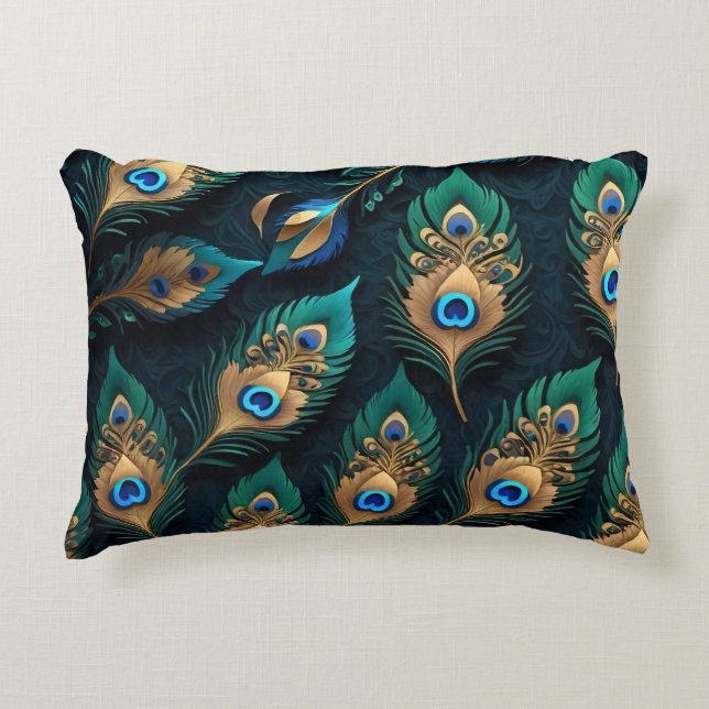 Papercut Peacock Feathers patroon Accent Kussen (Voorkant)