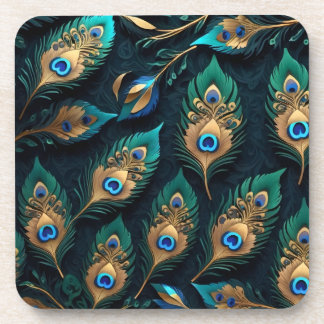 Papercut Peacock Feathers patroon Bier Onderzetter