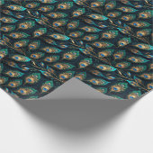 Papercut Peacock Feathers patroon Cadeaupapier (Hoek)
