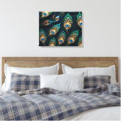 Papercut Peacock Feathers patroon Canvas Afdruk (Insitu (Slaapkamer))
